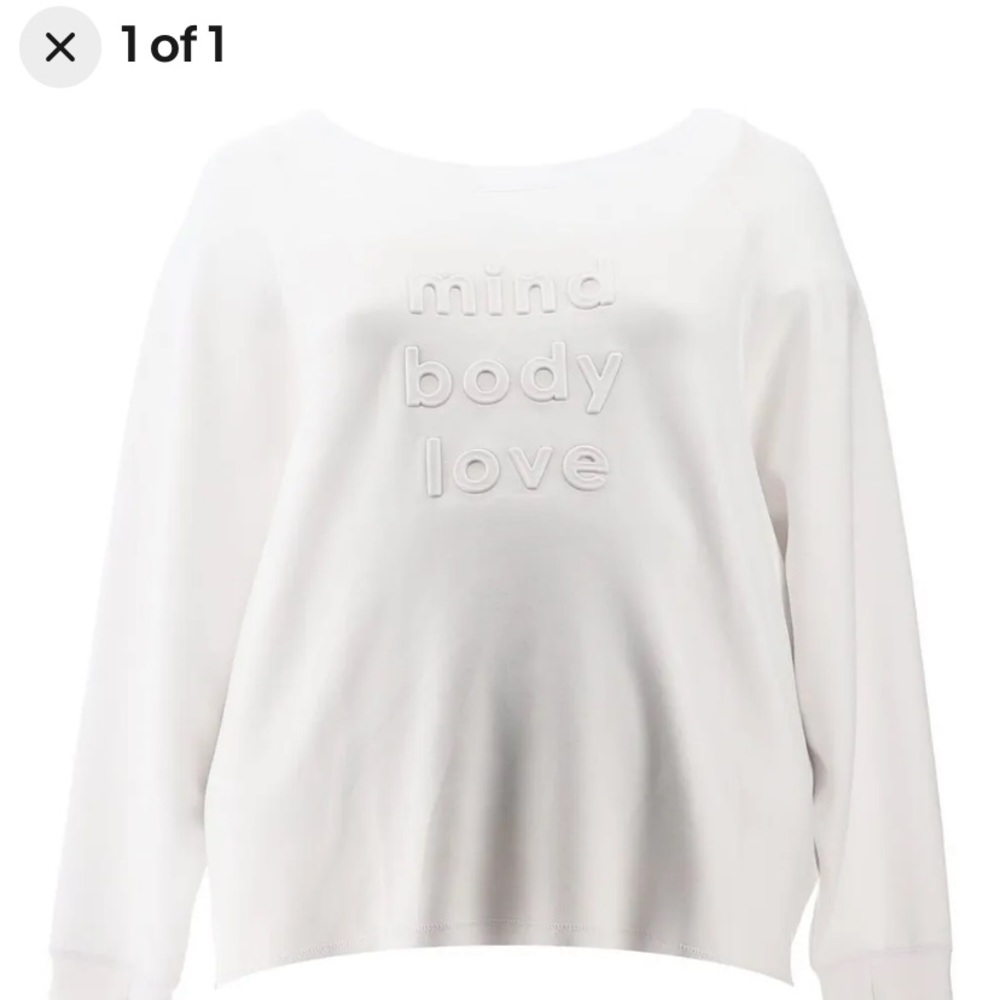 Peace Love World Soft white scuba crew neck sweatshirt!